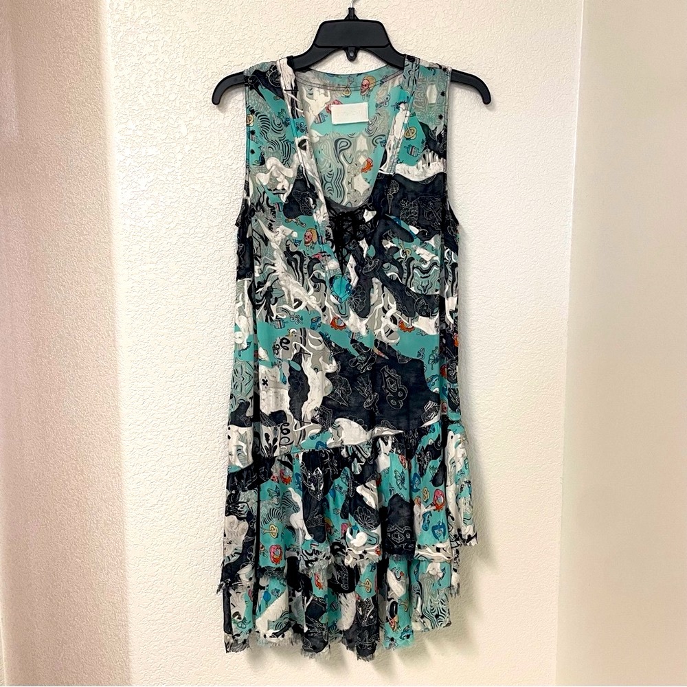 ZADIG & VOLTAIRE RORY PRINT ASYMMETRICAL RAW HEM VISCOSE DRESS